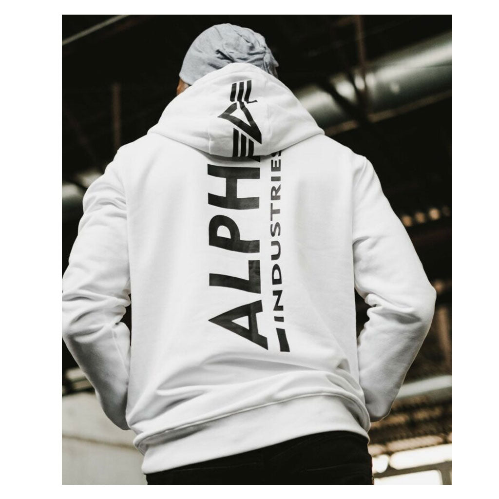 Alpha Industries INC.-Al Backprint Hoody-White – Lime Man